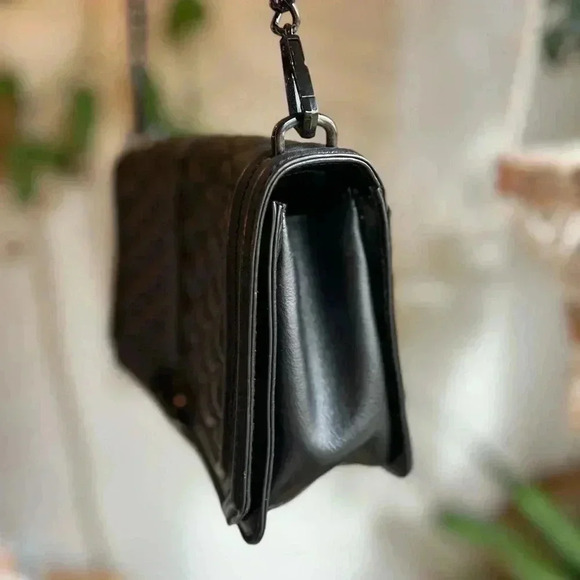 Rebecca Minkoff Black Quilted Leather Crossbody Bag - 9x7 Chain Strap - Picture 6 of 13
